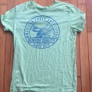 American Eagle Outfitters Mint Tee with Blue Graphic